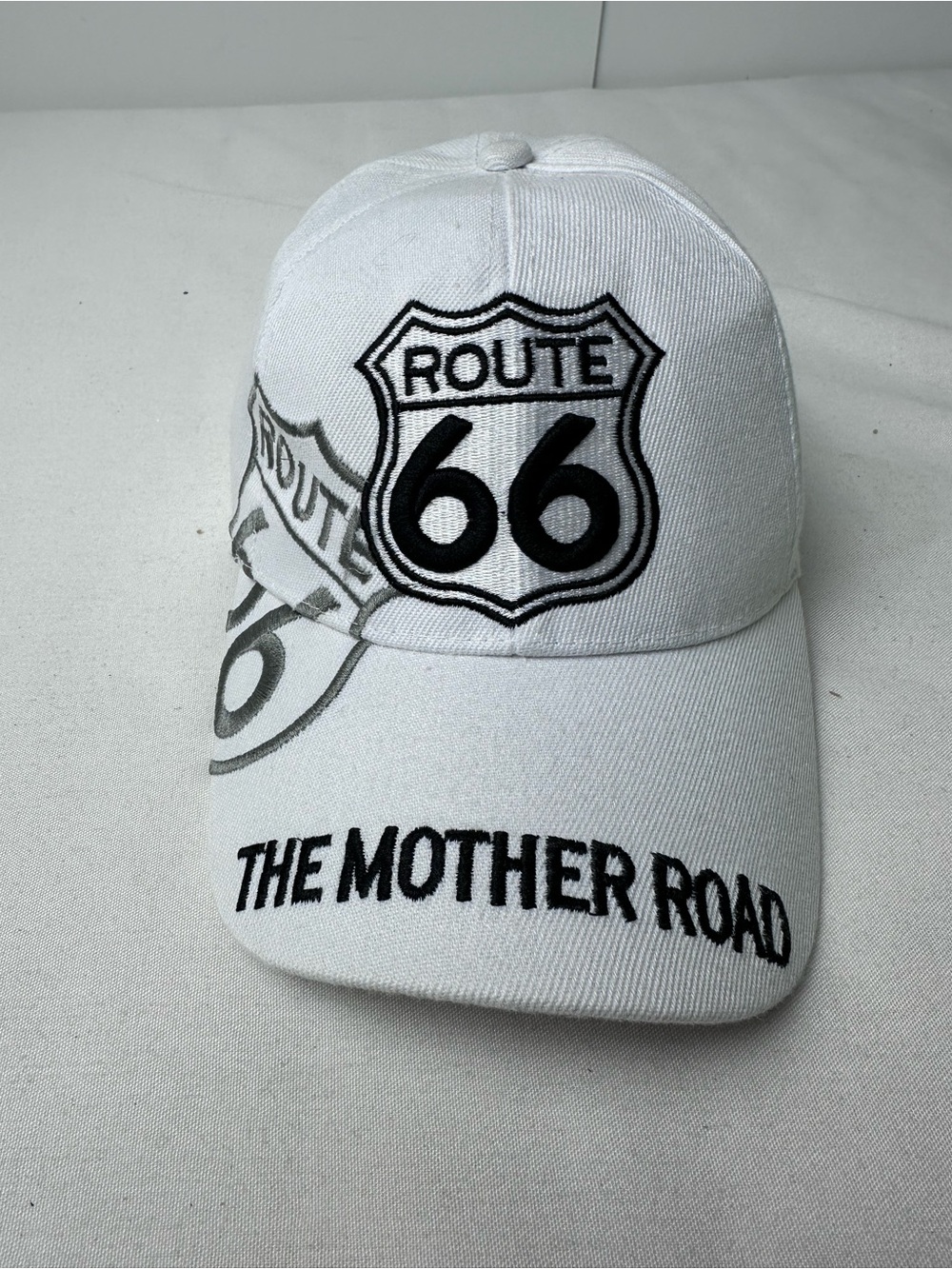 Route 66 The Mother Road Adjustable Hat Cap White